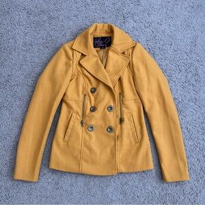 Say What? Mustard Yellow Wool Blend Peacoat Coat Womens XS